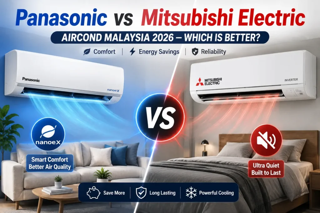 Panasonic vs Mitsubishi aircond Malaysia 2026 comparison for home cooling